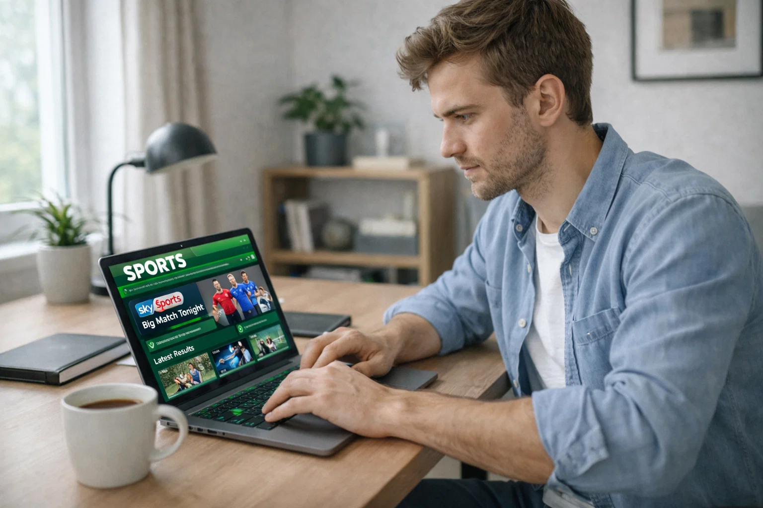 Persoon die voetbalweddenschappen plaatst op een laptop